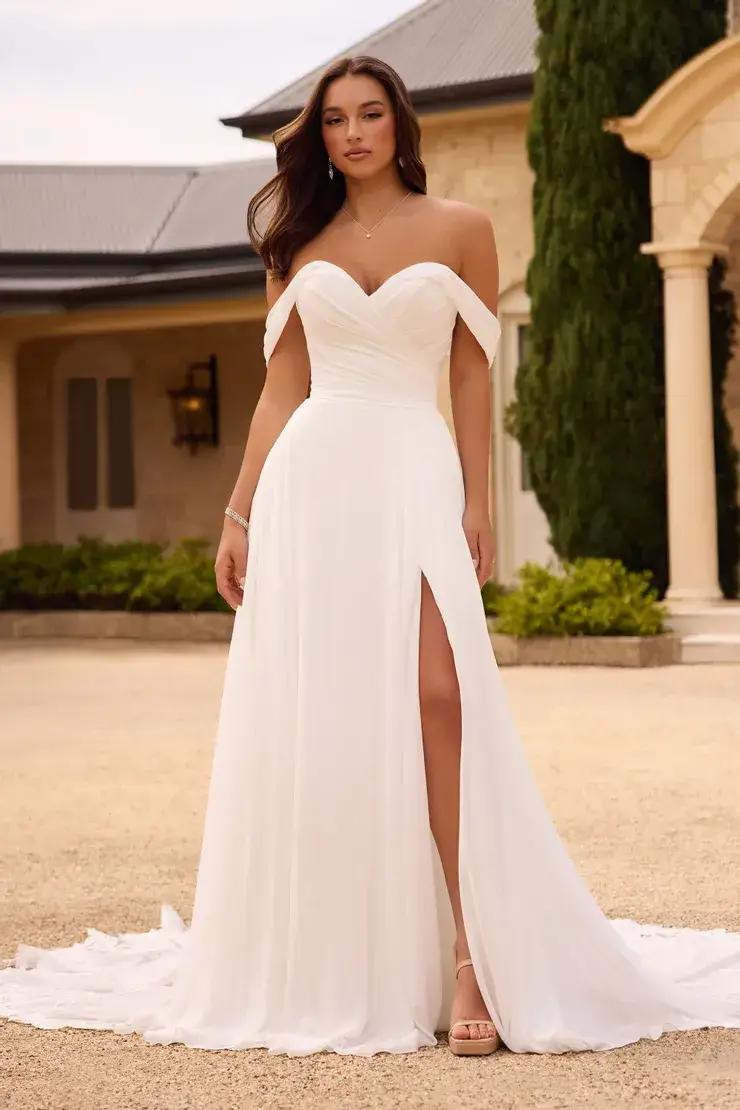 Model wearing Sophia Tolli wedding dress