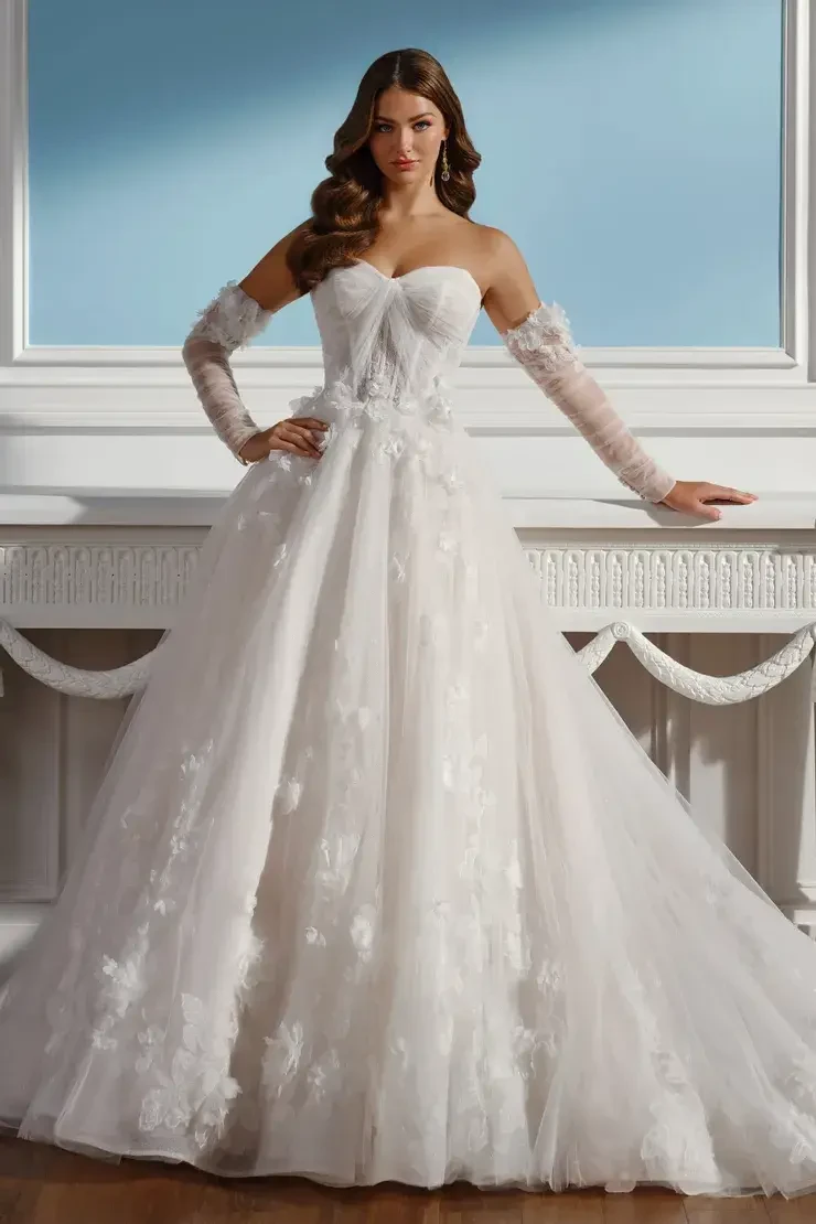 Model wearing Martin Thornburg wedding dress